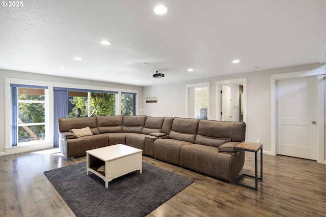 21420 NE Red Hills Ln, Dundee, OR 97115 - living room featuring recessed lighting and wood finished floors