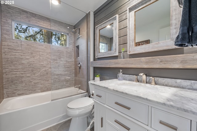 27650 SW Canyon Creek Rd, Wilsonville, OR 97070 - bathroom with vanity, toilet, and washtub / shower combination
