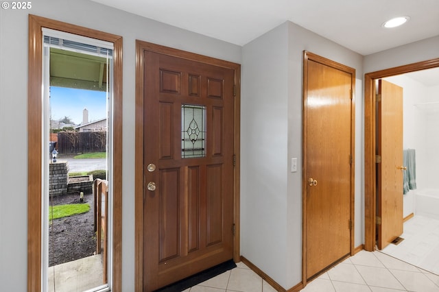 2744 Dayna Ln, Eugene, OR 97408 - foyer with light tile patterned floors, baseboards, and recessed lighting