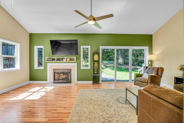 1223 NE 160th Ave, Portland, OR 97230 - living room featuring a ceiling fan, a wealth of natural light, and wood finished floors
