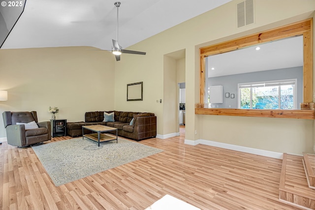1223 NE 160th Ave, Portland, OR 97230 - living room with a ceiling fan, baseboards, visible vents, and wood finished floors