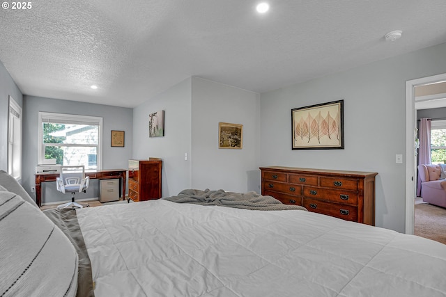 1223 NE 160th Ave, Portland, OR 97230 - bedroom featuring carpet floors, recessed lighting, and a textured ceiling