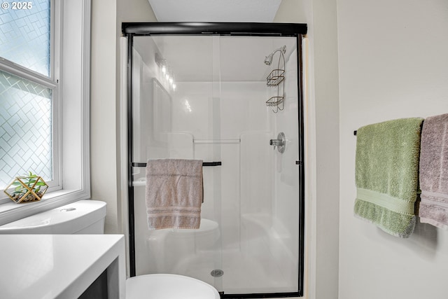 1223 NE 160th Ave, Portland, OR 97230 - bathroom with vanity, toilet, and a stall shower