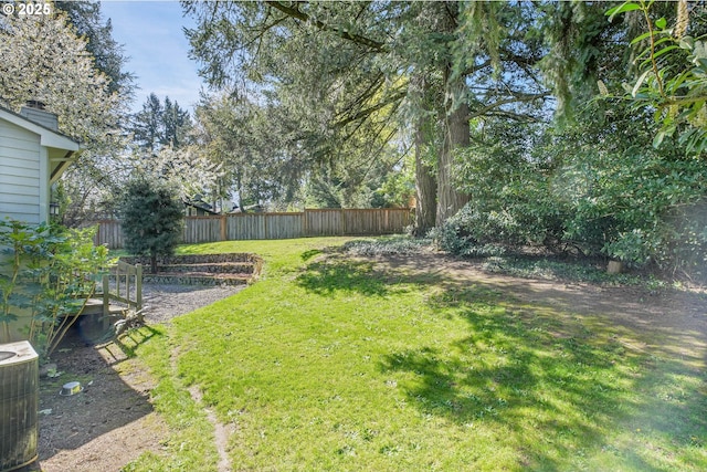 1223 NE 160th Ave, Portland, OR 97230 - view of yard featuring a fenced backyard and central AC