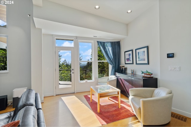 sitting room featuring light wood-type flooring