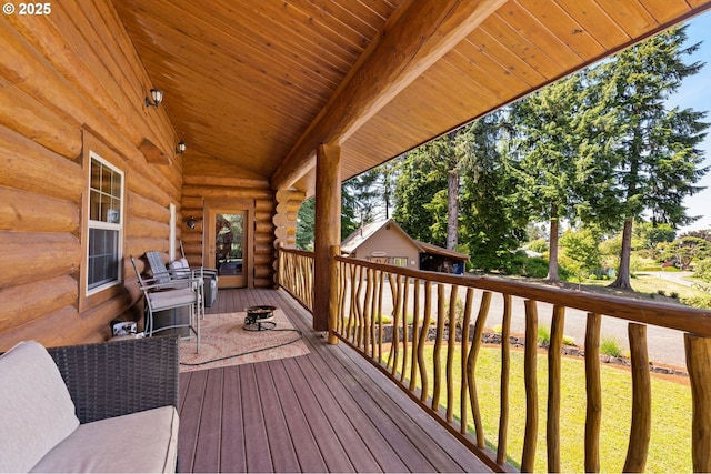93011 Labeck Rd, Astoria, OR 97103 - deck featuring an outbuilding