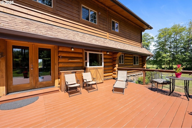 93011 Labeck Rd, Astoria, OR 97103 - wooden deck featuring french doors