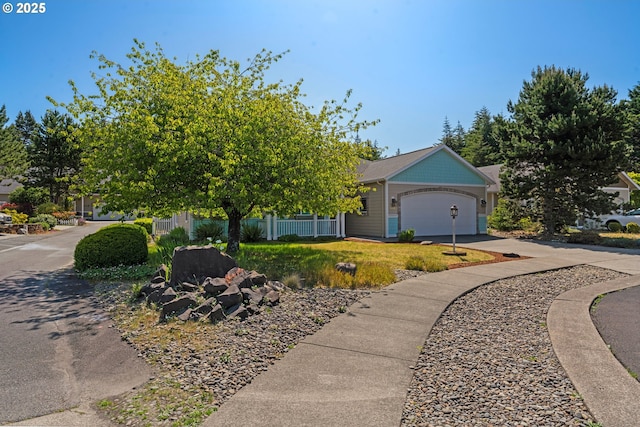 1249 Zebrawood St, Florence, OR 97439 - view of property hidden behind natural elements featuring concrete driveway and a garage