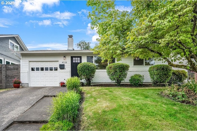 4038 NE Multnomah St, Portland, OR 97232 - view of front facade with a garage, driveway, and a chimney