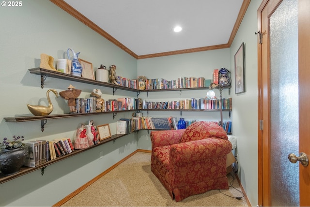 950 N Shasta Way, Clatskanie, OR 97016 - living area featuring ornamental molding, carpet floors, recessed lighting, and baseboards