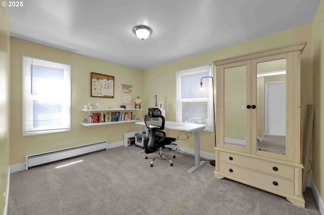 1335 Centennial Blvd, Springfield, OR 97477 - office area with a baseboard radiator, plenty of natural light, carpet floors, and baseboards