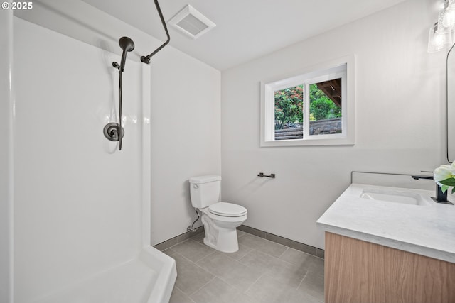 1908 50th St, Washougal, WA 98671 - full bathroom with vanity, a shower, and tile patterned floors