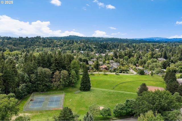 aerial view of a heavily wooded area
