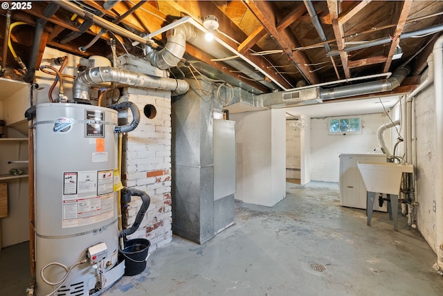 5655 SW Lombard Ave, Beaverton, OR 97005 - below grade area featuring water heater, washer / dryer, and heating unit