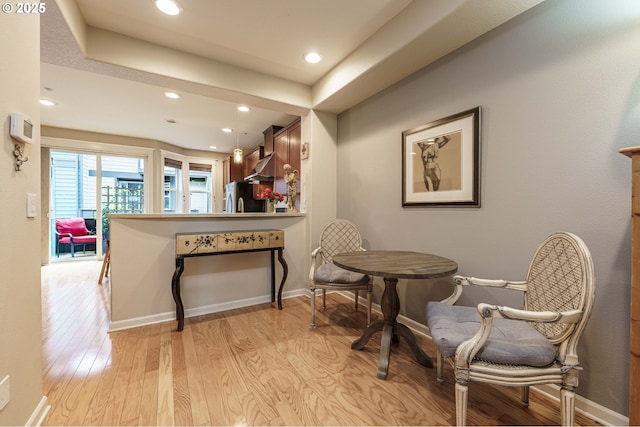 8867 SE 13th Ave, Portland, OR 97202 - sitting room featuring light wood-type flooring and recessed lighting