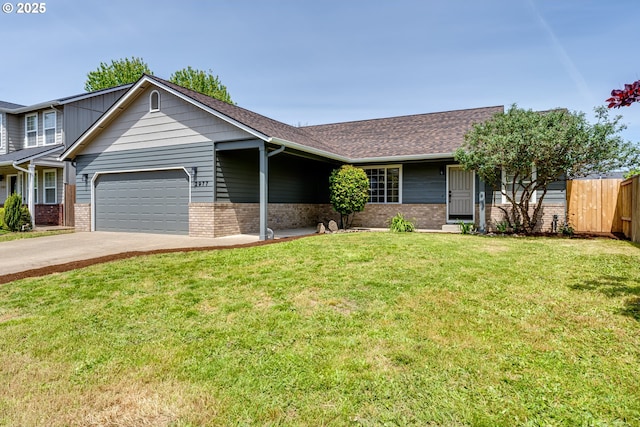 2977 Dry Creek Rd, Eugene, OR 97404 - ranch-style home featuring brick siding, a garage, driveway, and roof with shingles