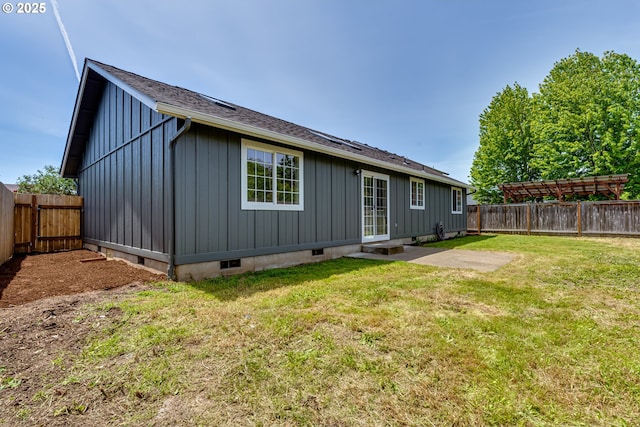 2977 Dry Creek Rd, Eugene, OR 97404 - back of house with board and batten siding, a patio, and a shingled roof