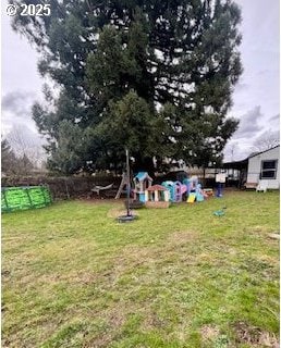 view of yard with a playground