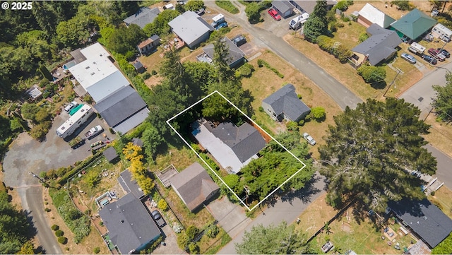 1565 California Ave, Coos Bay, OR 97420 - aerial perspective of suburban area featuring property parcel outlined