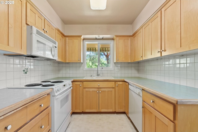 6395 SW Wilson Ave, Beaverton, OR 97008 - kitchen featuring white appliances, light brown cabinets, and light countertops
