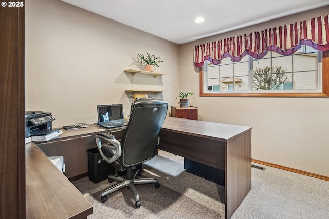 view of carpeted office