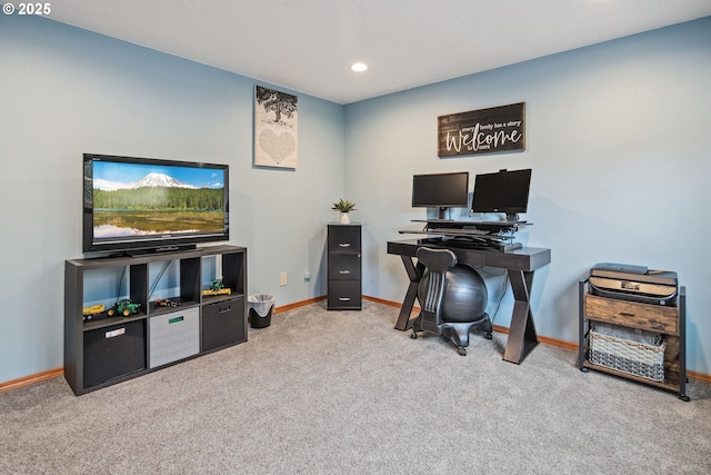 view of carpeted office space