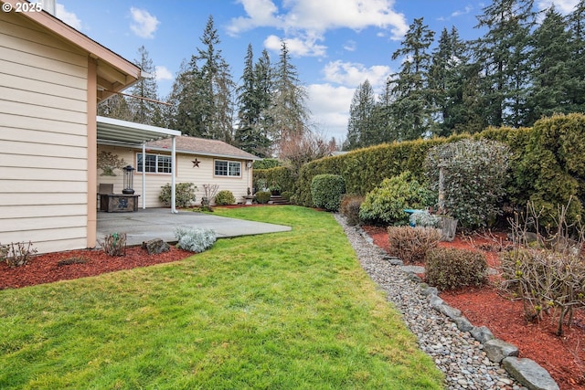 view of yard with a patio