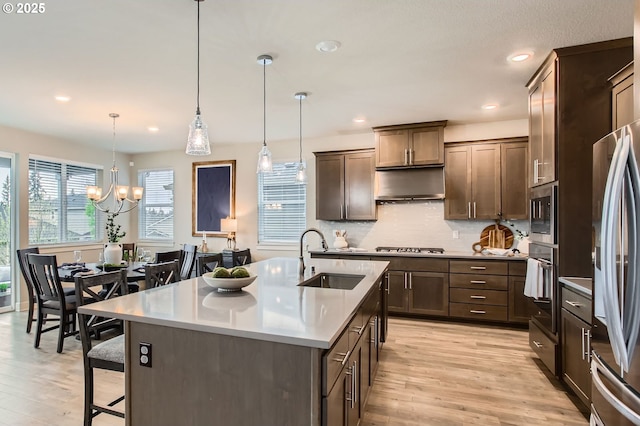 4747 S 17th Dr, Ridgefield, WA 98642 - kitchen featuring a sink, appliances with stainless steel finishes, light wood finished floors, and under cabinet range hood
