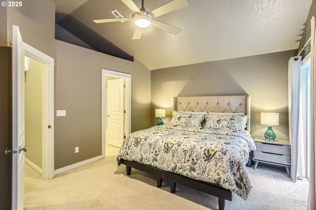 9480 SW 153rd Ave, Beaverton, OR 97007 - bedroom featuring carpet floors, vaulted ceiling, baseboards, and ceiling fan
