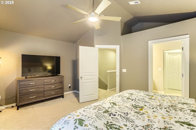 9480 SW 153rd Ave, Beaverton, OR 97007 - bedroom with vaulted ceiling, light colored carpet, ceiling fan, and baseboards
