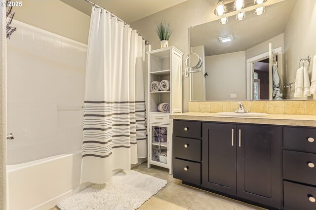 9480 SW 153rd Ave, Beaverton, OR 97007 - full bathroom featuring tile patterned flooring, vanity, and shower / bath combo with shower curtain