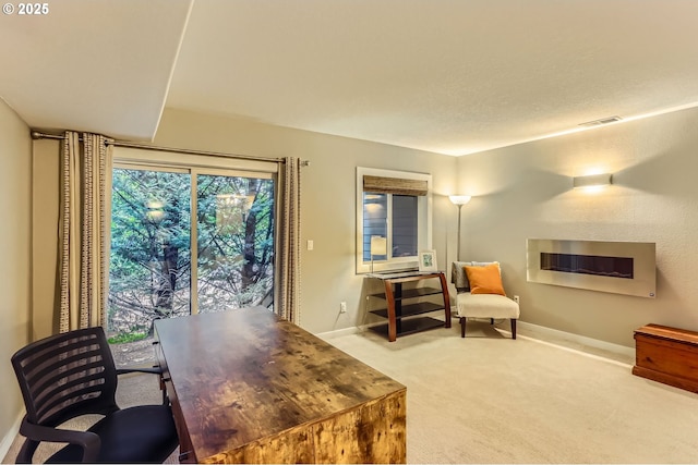 office space featuring baseboards and carpet flooring