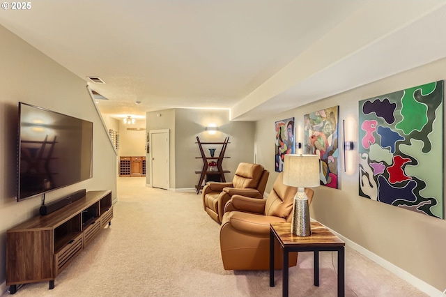 9480 SW 153rd Ave, Beaverton, OR 97007 - living room featuring light carpet and baseboards