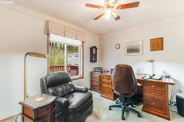 129 Cedar Falls Dr, Kelso, WA 98626 - home office featuring carpet floors and a ceiling fan