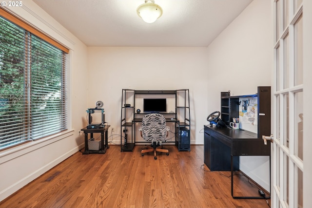 office space featuring hardwood / wood-style flooring