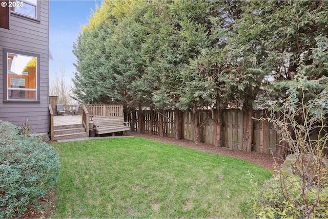 view of yard featuring a deck