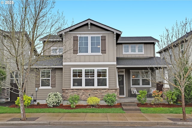 5316 SE Lone Oak St, Hillsboro, OR 97123 - craftsman-style house with board and batten siding, stone siding, and covered porch