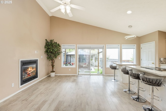 1273 SE Williams Ave, Gresham, OR 97080 - living area featuring a healthy amount of sunlight, baseboards, a glass covered fireplace, and light wood finished floors