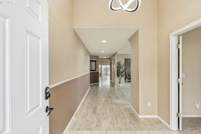 1273 SE Williams Ave, Gresham, OR 97080 - entryway featuring recessed lighting, arched walkways, baseboards, and light wood finished floors