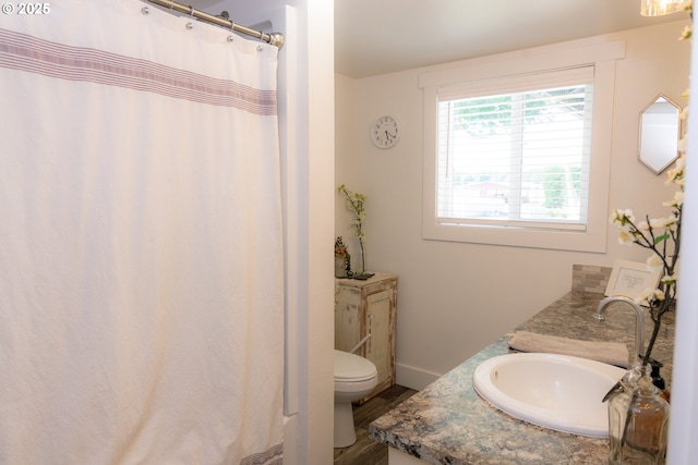 8408 NE 339th St, La Center, WA 98629 - full bathroom with double vanity and a shower with shower curtain