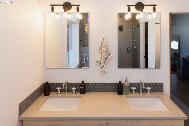 8408 NE 339th St, La Center, WA 98629 - bathroom with double vanity and a stall shower