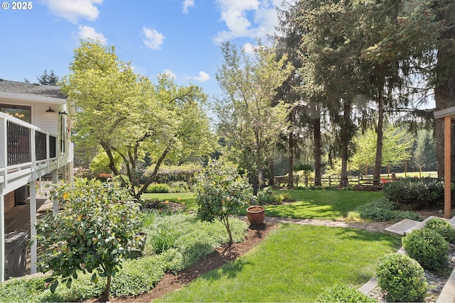 view of yard featuring fence