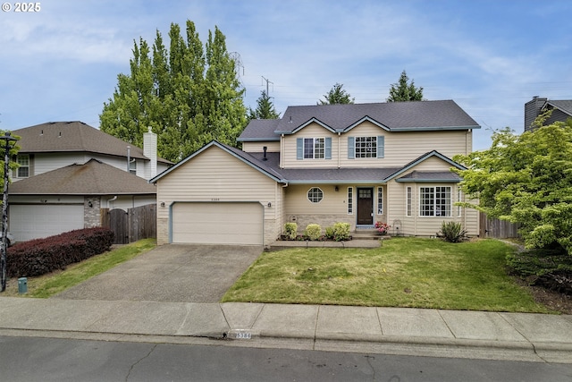 traditional-style house with driveway and an attached garage