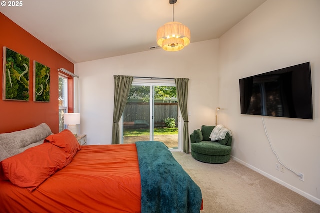 5419 Baden Way, Eugene, OR 97402 - carpeted bedroom with multiple windows, lofted ceiling, and access to outside