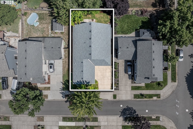 5419 Baden Way, Eugene, OR 97402 - aerial view of property and surrounding area featuring property parcel outlined