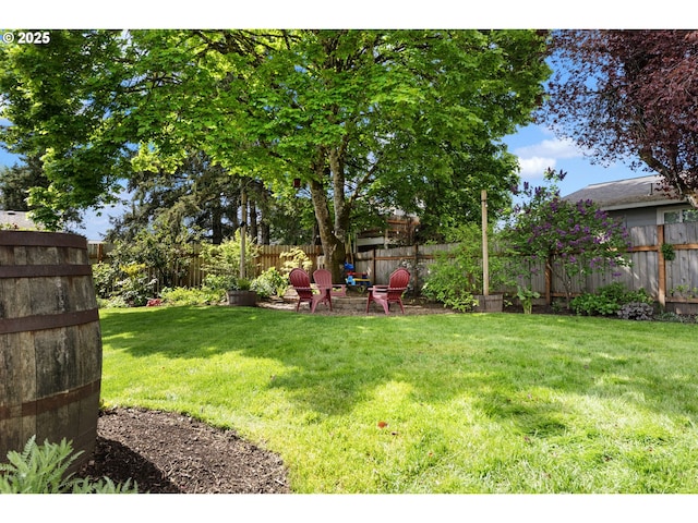 view of yard featuring a fenced backyard