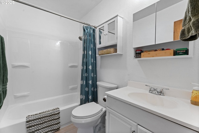 8015 NE 90th Ave, Vancouver, WA 98662 - bathroom featuring vanity, shower / tub combo with curtain, and toilet