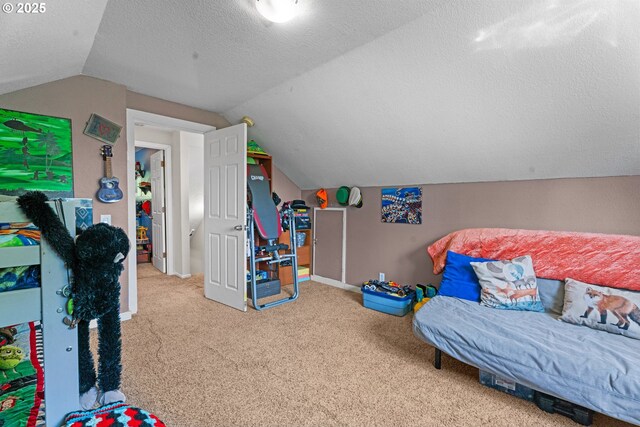 8015 NE 90th Ave, Vancouver, WA 98662 - rec room featuring vaulted ceiling, carpet floors, baseboards, and a textured ceiling