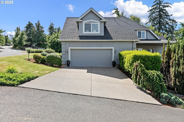 380 Mountaingate Dr, Springfield, OR 97478 - traditional-style home featuring stucco siding, concrete driveway, roof with shingles, and a front lawn