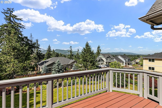 380 Mountaingate Dr, Springfield, OR 97478 - deck with a residential view, a mountain view, and a lawn